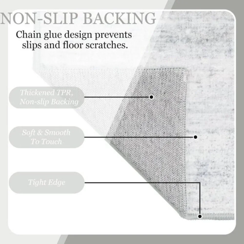 New 3x5 Washable Entryway Rug, Grey Low Pile Non-Slip Abstract Carpet for Home